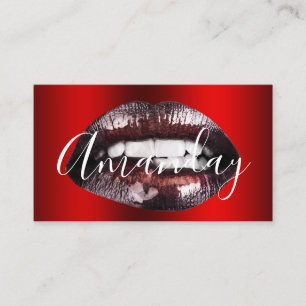 Makeup Artist Studio Red Läppar Logotyp QR Code Lo Visitkort