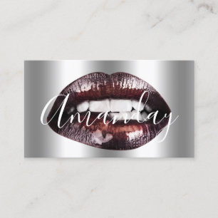 Makeup Artist Studio Silver Lip Logotyp QR Code Lo Visitkort