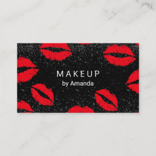 Makeup Artist Trendig Black Glitter Red Läppar Sal Visitkort