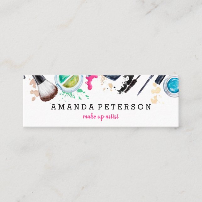 Makeup artist trendig vattenfärgsmodern spa salon mini visitkort (Framsida)