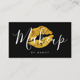 Makeup Artist Typography Guld Glitter Gnistra läpp Visitkort