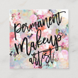 Makeup artist typography modern blommigt vattencol fyrkantigt visitkort