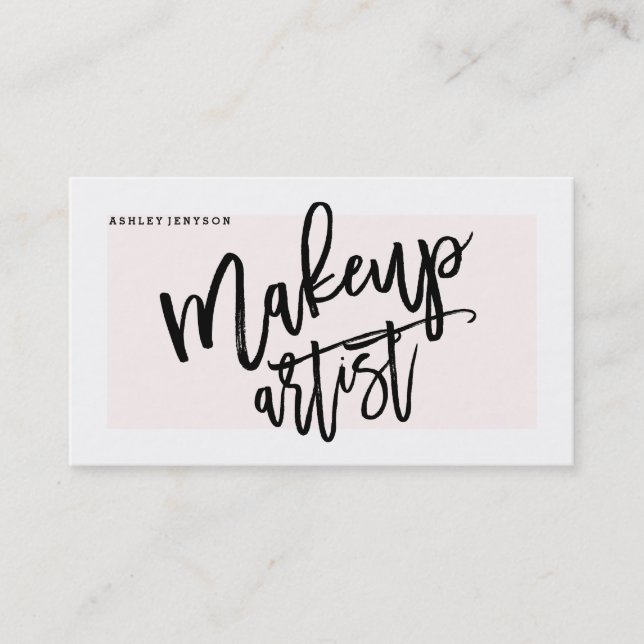 Makeup artist typography modern  rosa visitkort (Framsida)