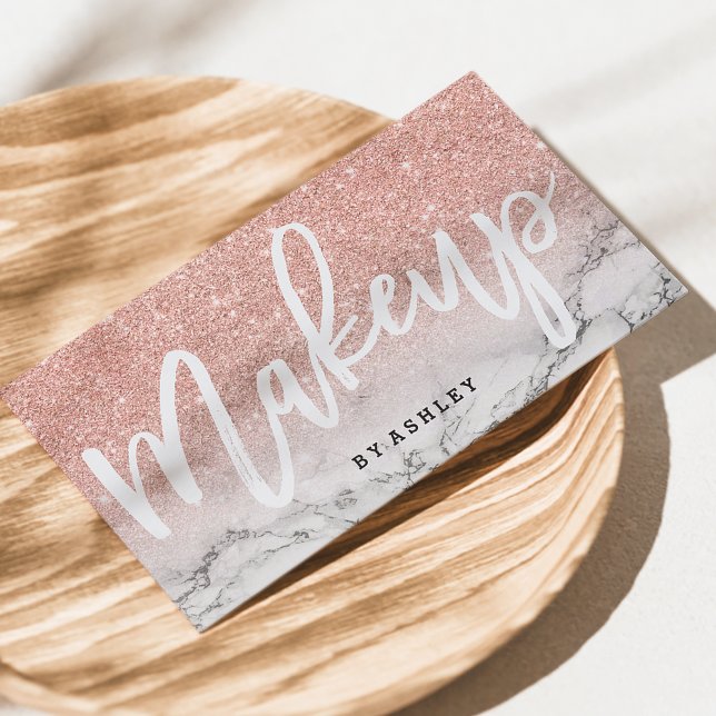 Makeup artist typography ro guld glitter marble visitkort (Skapare uppladdad)