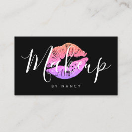 Makeup Artist Typography Rosa Glitter Läppar Visitkort