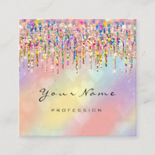 Makeup Artist Unicorn Black Holograph Heart Fyrkantigt Visitkort