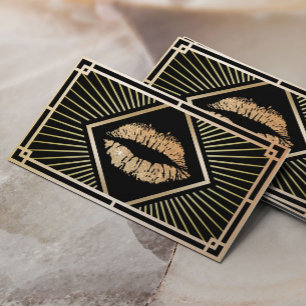 Makeup Artist Vintage Guld Art Deco Beauty Salon Visitkort