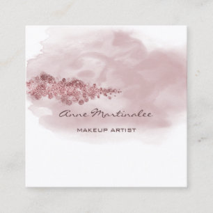 Makeup Artist Watercolor Rosa Glitter Abstrakt Fyrkantigt Visitkort
