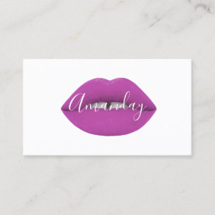 Makeup Artist White Lila Läppar Logotyp QR Code Lo Visitkort