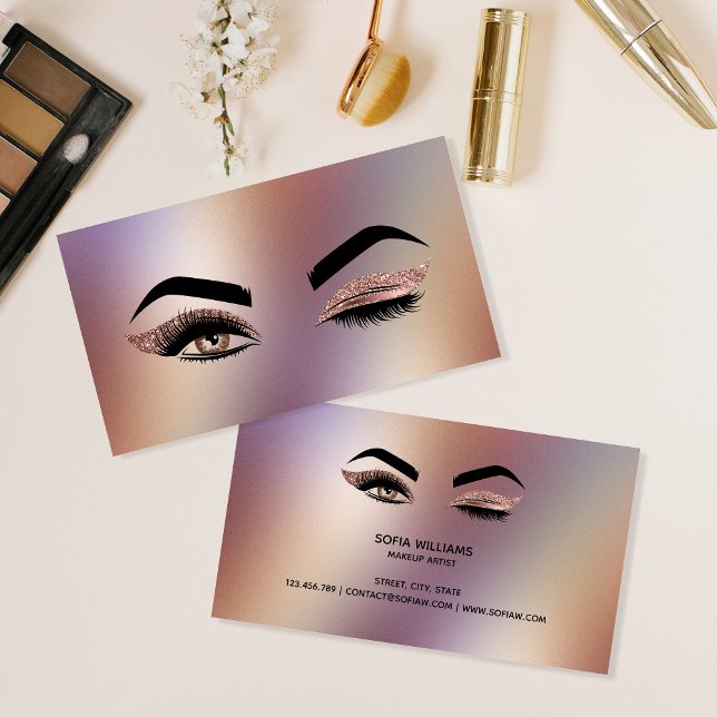 Makeup artist Wink Öga Lash Ro Guld Visitkort (Skapare uppladdad)
