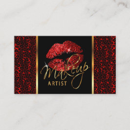 Makeup Artist with Leopard & Red Läppar Visitkort