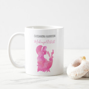 Makeup Artist Woman Silhouette Watercolor Beauty Kaffemugg