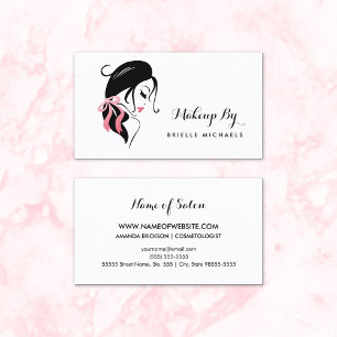 Makeup Artist Women with Eyelash and Rosa Bow Visitkort