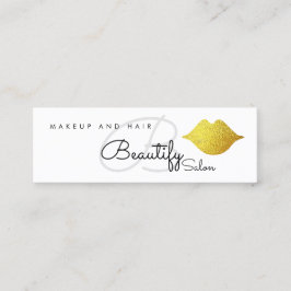 makeup/beautify salon monogram med guld läppar mini visitkort