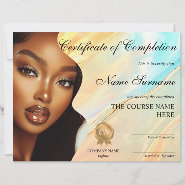 Makeup Beauty Certificate of Completion Award (Framsida)