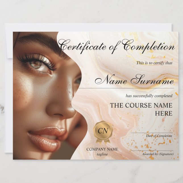 Makeup Beauty Certificate of Completion Award (Framsida)