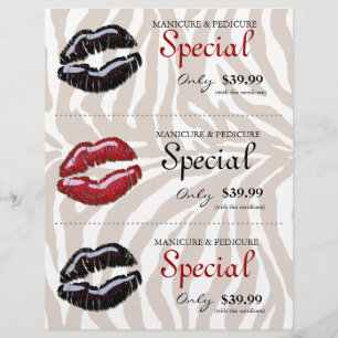 Makeup Beauty Flyer Glossy Red Black Läppar Zebra