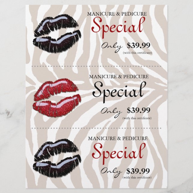 Makeup Beauty Flyer Glossy Red Black Läppar Zebra (Framsidan)
