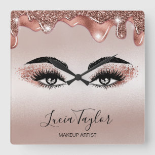 Makeup Beauty Lash Ro Guld Drives Glitter Fyrkantig Klocka
