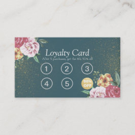 Makeup Beauty Loyalty Card Blommigt Grönt Glitter Lojalitetskort
