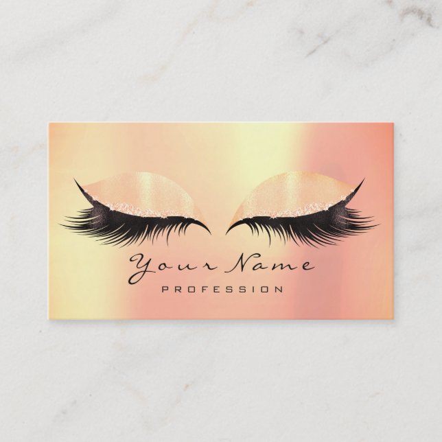 Makeup Beauty Peach Coral Metallic Lash Glitter Visitkort (Framsida)