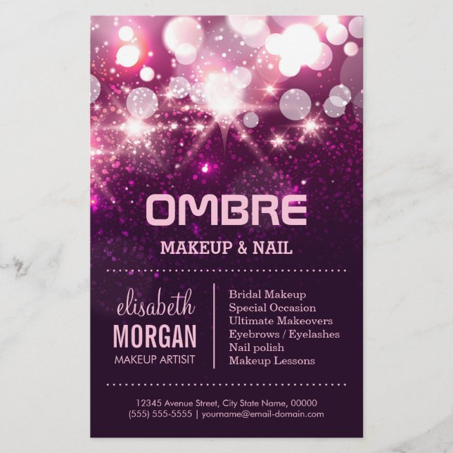 Makeup Beauty - Rosa Glitter Sparkles Flygblad (Framsidan)