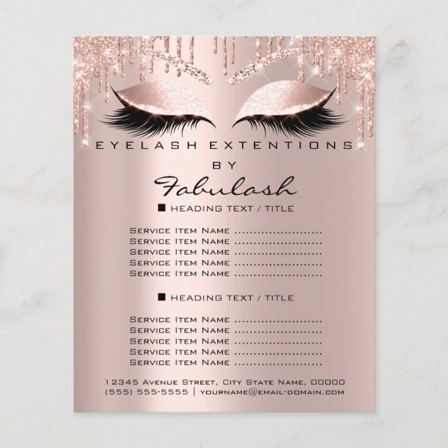 Makeup Beauty Salon Brown Glitter Flyer Spark Lash (Framsidan)