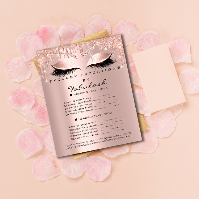 Makeup Beauty Salon Brown Glitter Pris List Lash Flygblad (Skapare uppladdad)
