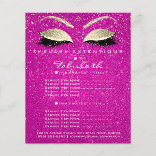 Makeup Beauty Salon Flyer Guld Confetti Shock rosa
