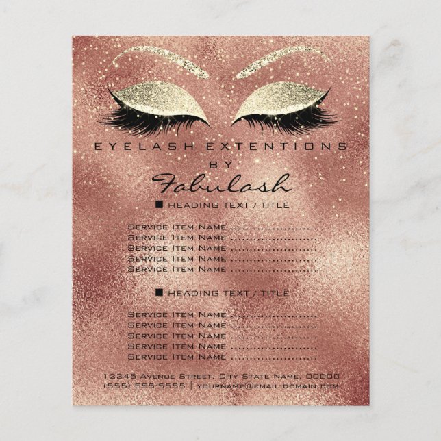 Makeup Beauty Salon Glitter Flyer Ro Guld Smala (Framsidan)