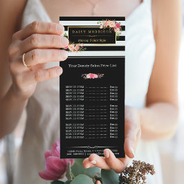 Makeup Beauty Salon Guld Blommigt Rand Pris List Reklamkort