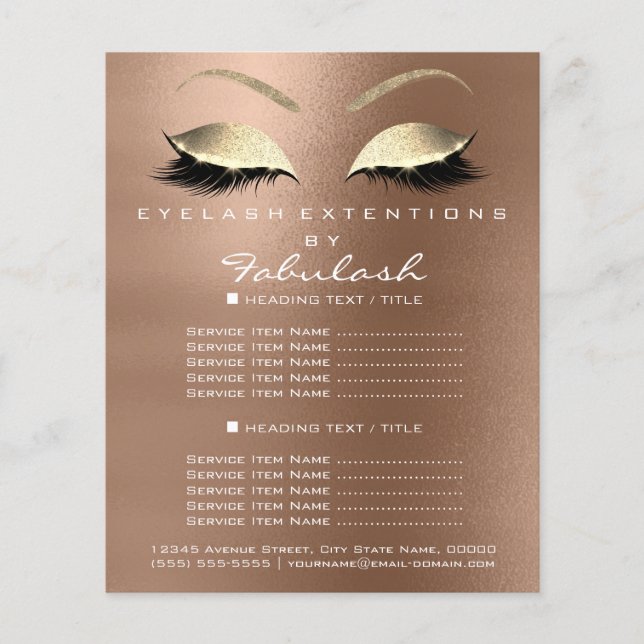 Makeup Beauty Salon Guld Glitter Flyer Kaffe Lux (Framsidan)
