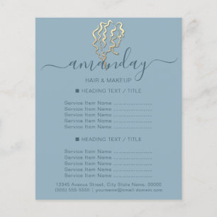 Makeup Beauty Salon Hairdresser Logotyp Guld Blue Flygblad