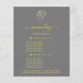 Makeup Beauty Salon Hairdresser Logotyp Guld Grått Flygblad