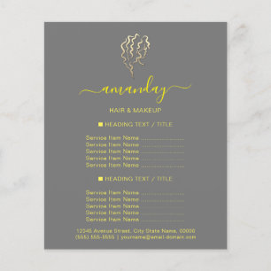 Makeup Beauty Salon Hairdresser Logotyp Guld Grått Flygblad