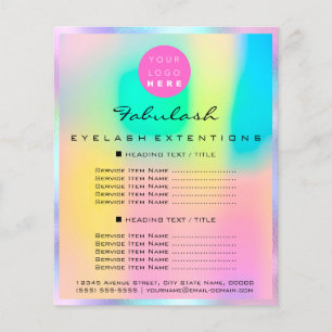 Makeup Beauty Salon Logotyp Rosa Holograph Lash Flygblad