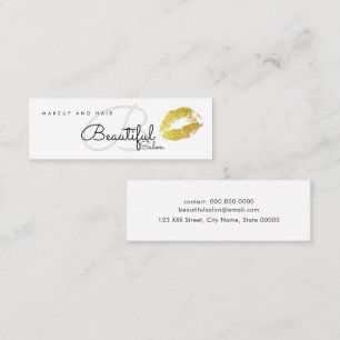 Makeup/Beauty salon monogram med guld läppar Mini Visitkort