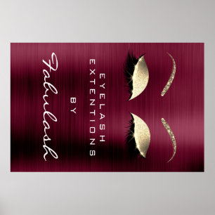 Makeup Beauty Salon Namn Guld Burgundy Eyebrows Poster