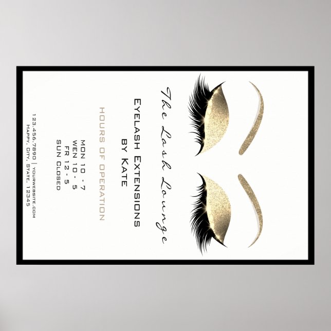 Makeup Beauty Salon Namn Guld Glam Adress Öppning Poster (Framsidan)