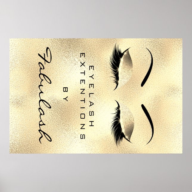 Makeup Beauty Salon Namn Guld Glam Lux Eyebrows Poster (Framsidan)