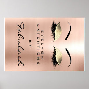 Makeup Beauty Salon Namn Guld Glam Rosa Eyebrows Poster