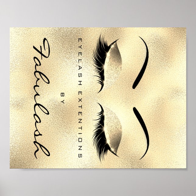 Makeup Beauty Salon Namn Guld GlamGlitter Eyebrows Poster (Framsidan)