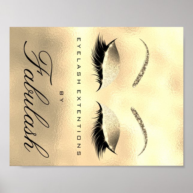 Makeup Beauty Salon Namn Guld Glitter Glam 1 Poster (Framsidan)
