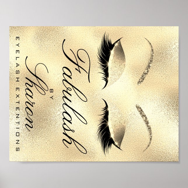 Makeup Beauty Salon Namn Guld Glitter Sharon Poster (Framsidan)