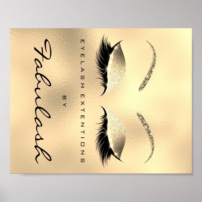 Makeup Beauty Salon Namn Guld Glitter VIP Poster (Framsidan)