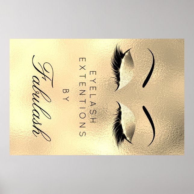 Makeup Beauty Salon Namn Guld Luxury Eyebrows Poster (Framsidan)