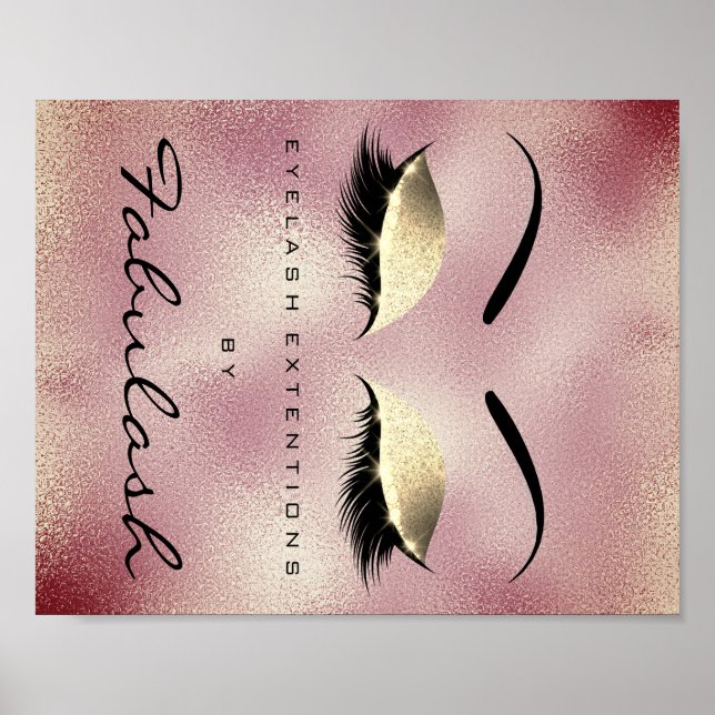 Makeup Beauty Salon Namn Guld RoseGlitter Eyebrows Poster (Framsidan)