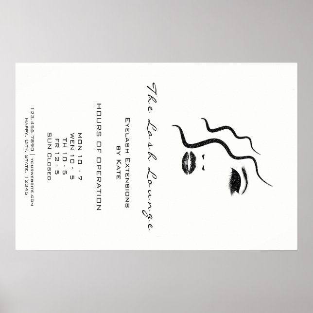 Makeup Beauty Salon Namn Logotyp Glam Adress Open1 Poster (Framsidan)