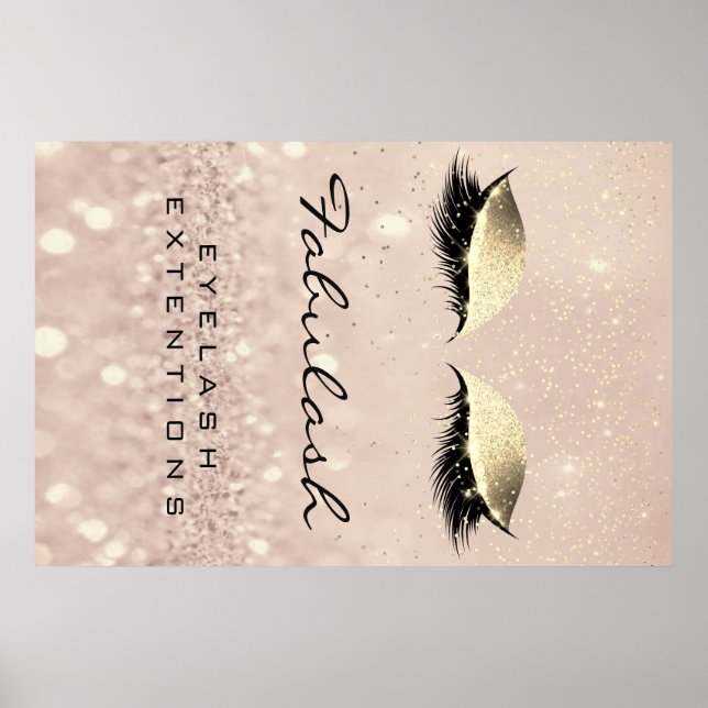 Makeup Beauty Salon Namn Ro Guld Glam Eyebrow Poster (Framsidan)