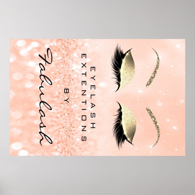 Makeup Beauty Salon Namn Ro Guld Peach Eyebrow Poster (Framsidan)